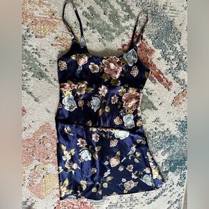 Vintage 90s Temper Floral Silky Slip Dress Made in USA Women’s sz 11 euc